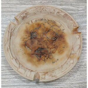 Argentinean Gaucho Horse Scene Beige Ashtray Arbio Man Detailed Rim Vintage